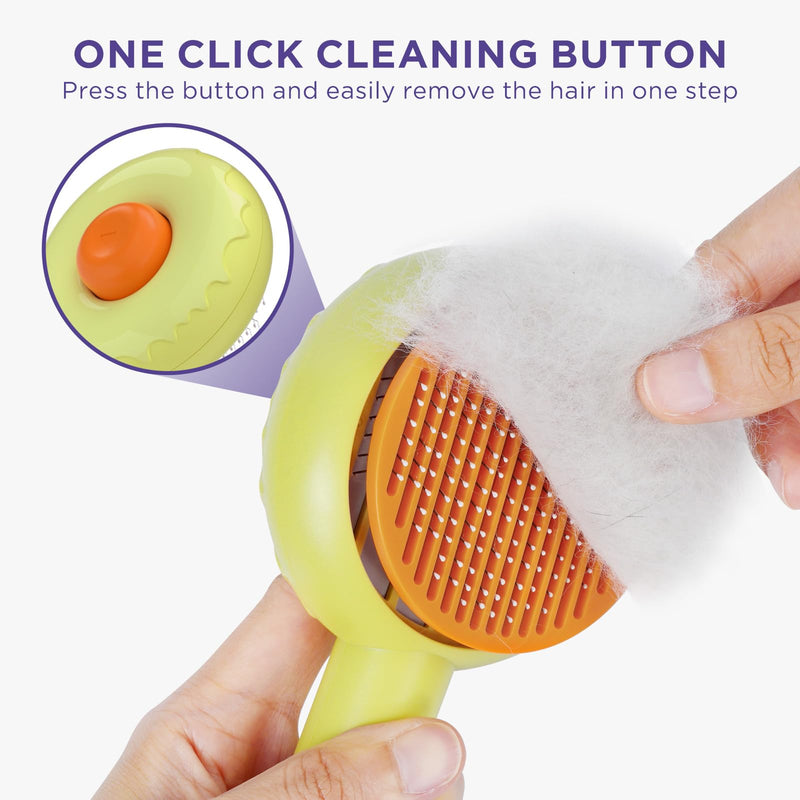 HICC GROOM! Pet Grooming Brush for Cats and Dogs, Self-Cleaning Sliker Brush for Removes Mats, Tangles, and Loose Hair, Shedding Brush for Short or Long Haired Cats/Dogs (Donut) Orange - BeesActive Australia