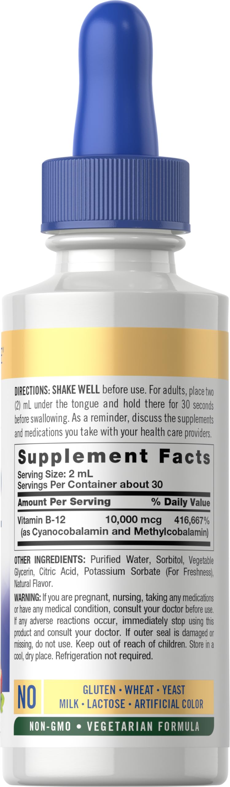 Carlyle Vitamin B12 Sublingual Liquid Drops | 10,000 mcg | 2 fl oz | As Cyanocobalamin and Methylcobalamin | Vegetarian, Non-GMO and Gluten Free 2 Fl Oz (Pack of 1)
