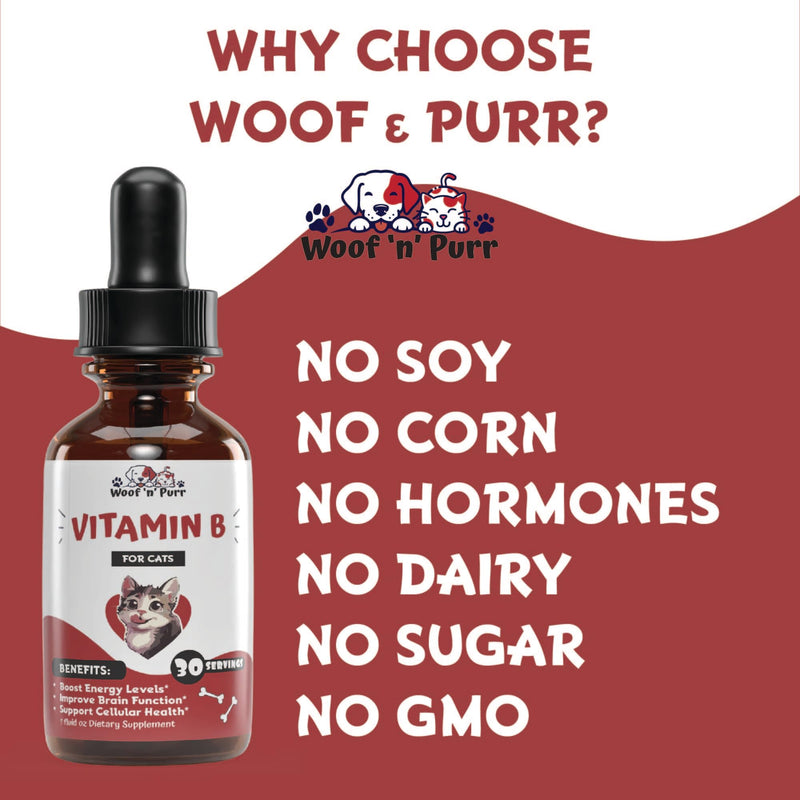 Vitamin B for Cats - B12 for Cats - Vitamin B12 for Cats - Cat Vitamins - Cat Vitamins and Supplements - Vitamins for Cats - Cat Appetite Stimulant - Appetite Stimulation for Cats - 1 fl oz