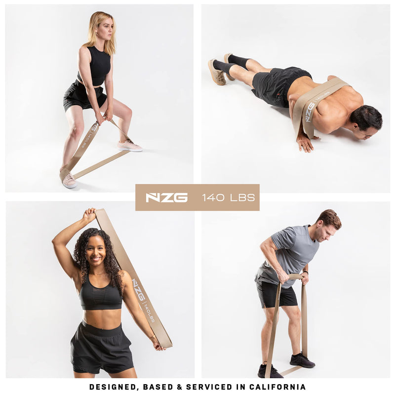 NonZero Gravity 100% Latex-Free Organic Rubber Power Resistance Bands | Compact Durable Hypoallergenic Bands for Strength Training & Workouts | 11 Levels (10 to 140 Lbs) 7. Gold-140 lb - BeesActive Australia