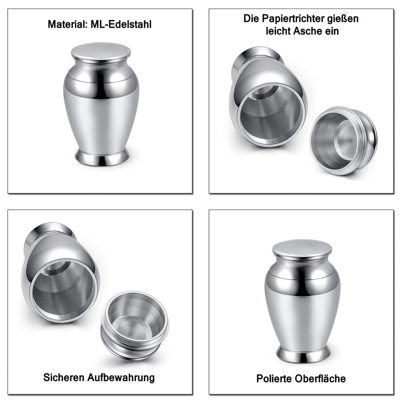 JSDDE Mini Urn Made of Stainless Steel Waterproof Memorial Urn Keepsake Urn Memorial Funeral Keepsake Urn Keepsake for Safe Storage of Ashes (Style 1) Style 1 - BeesActive Australia