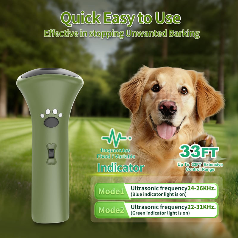 Dog Bark Deterrent Devices,Ultrasonic Anti Barking Device for Dogs, Portable Dog Training Device,Stopping Own or Neighbor's Dog Barking,Safe & Effective for Indoor & Outdoor Use(Green)
