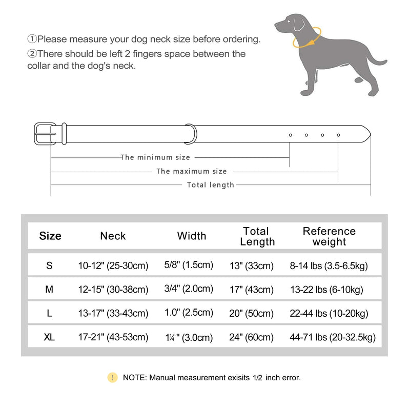 Didog Soft Padded Leather Dog Collar, Breathable Heavy Duty Dog Collar Leather with Adjustable Rust-Proof Metal Buckle for Small Medium Large Dogs, Blue, XL XL: Fit Neck 17-21"(44-71 lbs) - BeesActive Australia