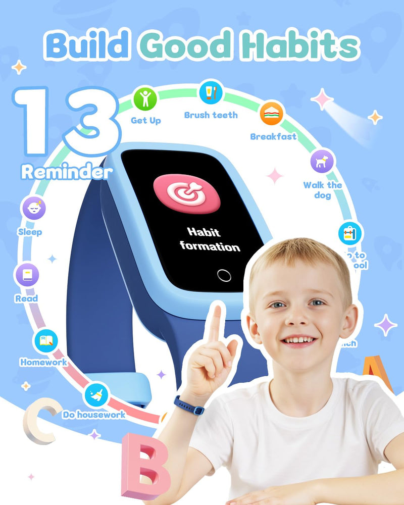 Kids Fitness Tracker Watch with Amoled Screen, Activity Tracker No Phone Needed, Heart Rate and Sleep Monitor, 3ATM Waterproof, Pedometer, Alarm Clock, Games, Step Counter Watch for Boys 5-10 Blue