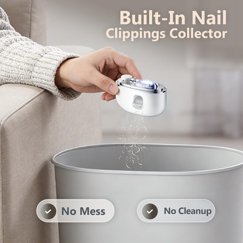 Electric Nail Clippers, 2 in1 Smart Toenail Clippers with File&Nail Trimmer, Polishing for Fingers and Toes, Rechargeable Fingernail Grinder with 3 Speeds for Senior Adults Caregivers, PearlWhite - BeesActive Australia