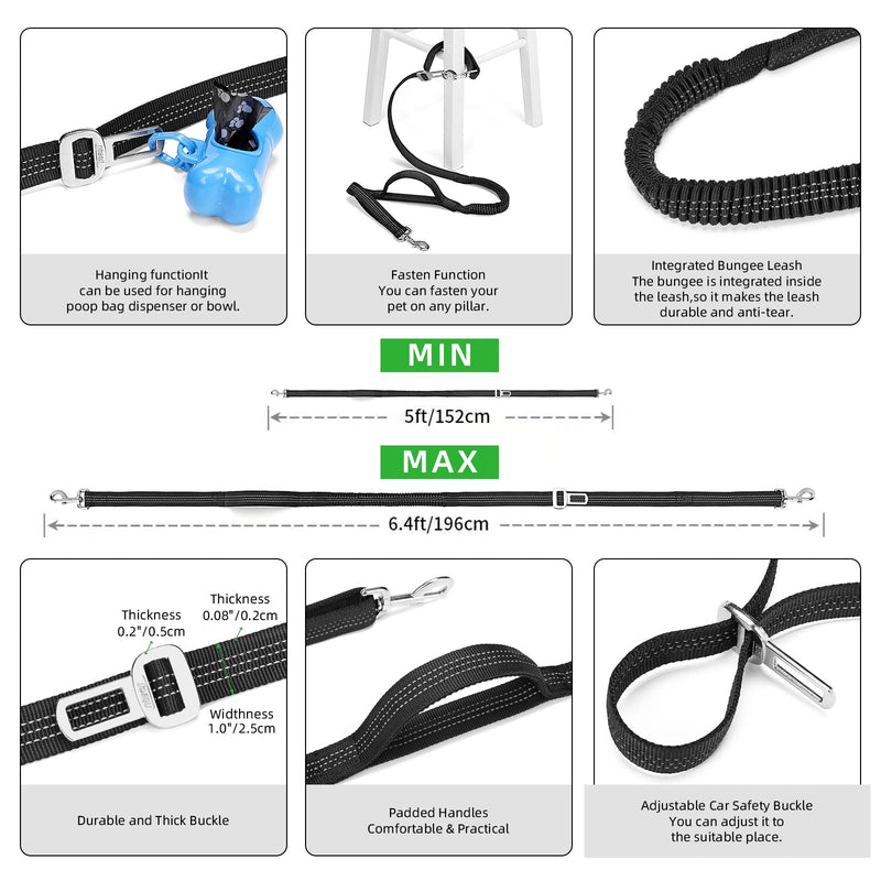 TUDEQU TUDEQU 4-in-1 Dog Walking Belt with Large Fanny Pack, Dog Fanny Pack, Hands Free Dog Leash Leash for Large Dogs That Pull Training Jogging Hiking BLACK - BeesActive Australia