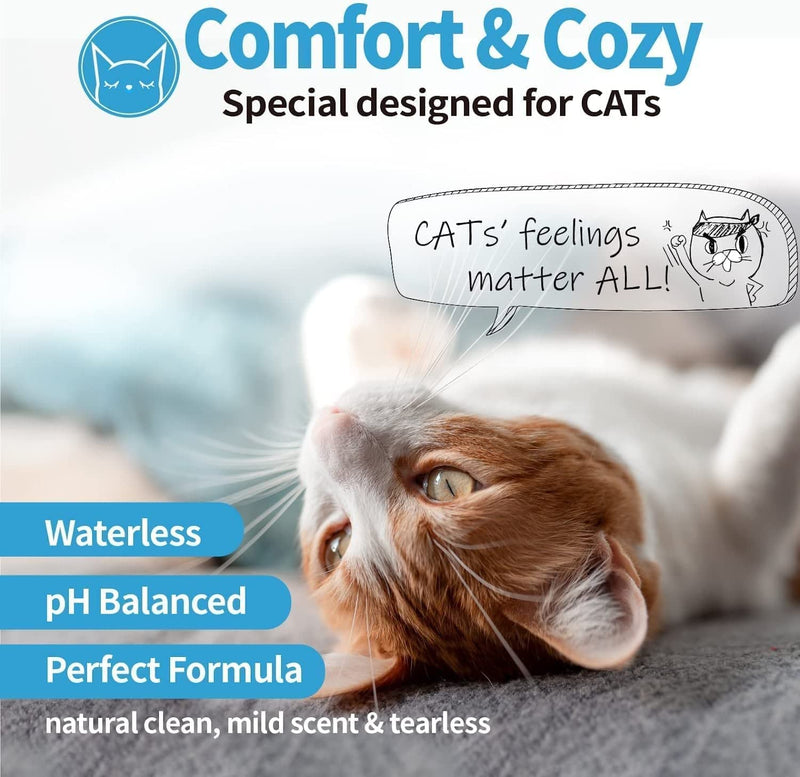 Mooncat Waterless Cat Shampoo+Cat Brush, Licking Safe Dry Shampoo for Cats, No Rinse Foam Cat Bath, Grooming for Cat, Kitten Sensitive Skin, Dander Reducing, Paraben Free, pH Balanced (5 oz) short hair - BeesActive Australia