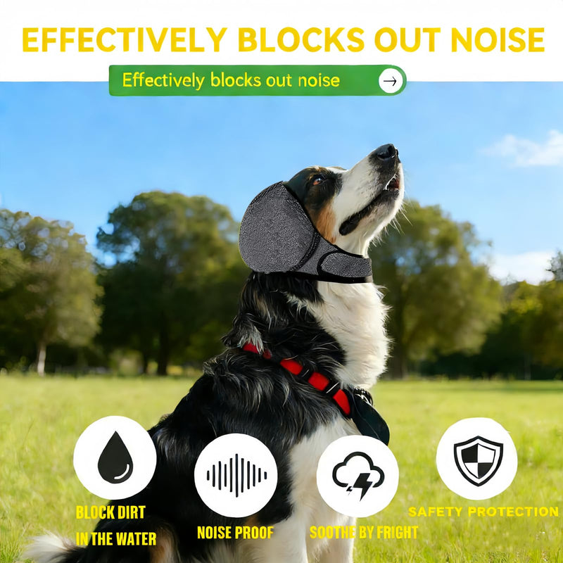 Dog Ear Muffs, Waterproof Calming Hoodie, Anti-Anxiety Ear Covers for Noise Relief, Thunder, Fireworks & Bath Time Grey Medium