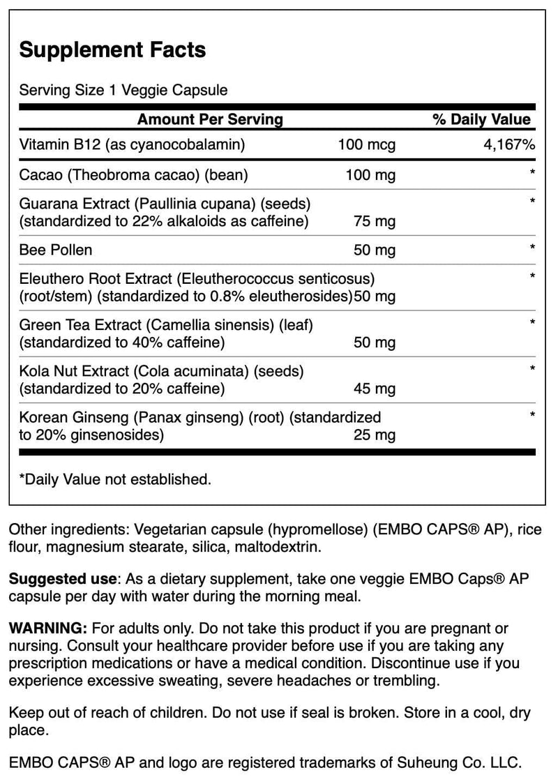 Swanson Ultra Energy Boost Designed Release, 60 Veg Caps | Energy Boost with Vitamin B-12, Kola Nut, Guarana and Green Tea, Designed-Release Vegetarian Capsules 60 Count (Pack of 1)