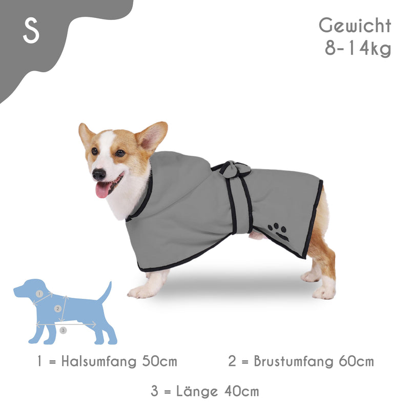NEEZ dog bathrobe I microfiber dog bathrobe I dog towel for drying I absorbent dog bathrobe I for small & large dogs I bathrobe in XS - L for dogs small gray - BeesActive Australia