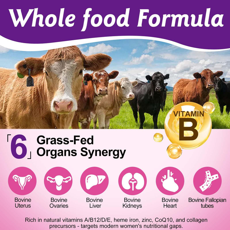 Beef Organ Supplement for Women, Natural Grass Fed Beef Liver Capsules,Supports Feminine Hormone Balance, Menstruation, Immunity, Skin, B12, Energy & Wellness - BeesActive Australia