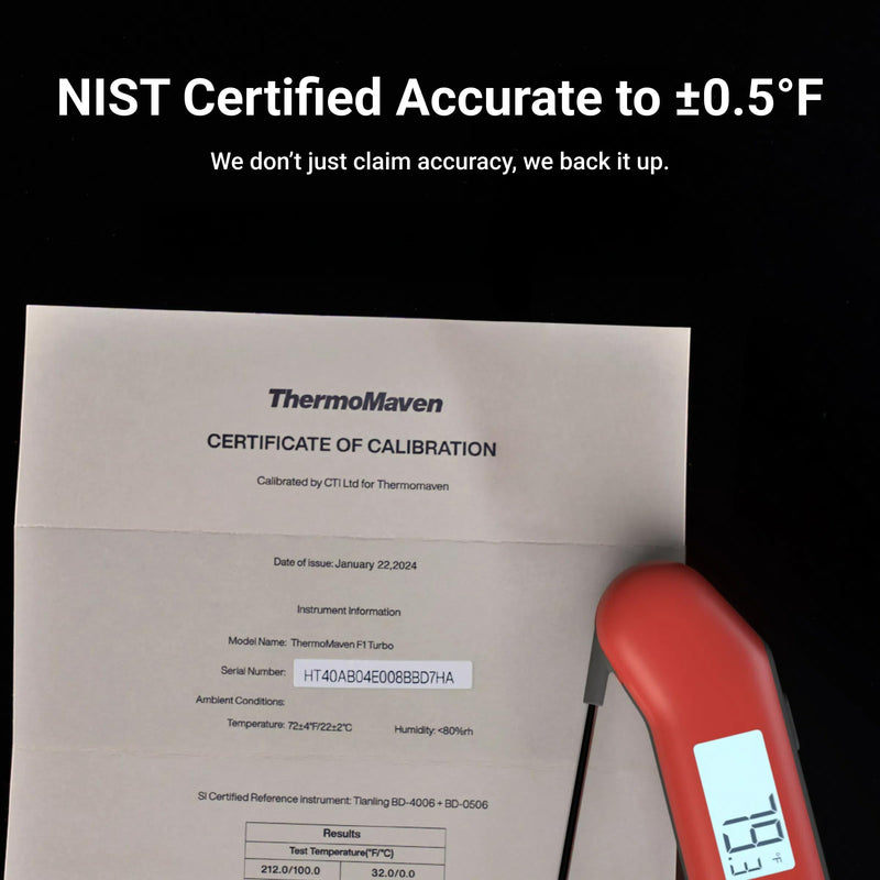 ThermoMaven ProfessionaI Meat Thermometer Digital, 3X Faster 0.5 Sec Instant Read, NIST Certified Accuracy ±0.5°F, 100% Waterproof Probe, Auto-Rotate Bright Indicator, for Candy/Grill/BBQ, Red & Gray - BeesActive Australia