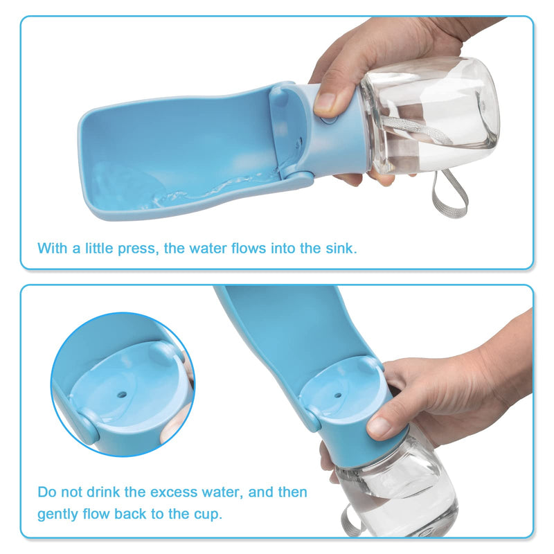 Foldable Dog Water Bottle - Portable Dog Water Dispenser | Leak Proof & Food Grade Plastic Dog Travel Water Bottle | Pet Water Bottle for Dog Cat Outdoor Walking Hiking Travel（Sky Blue） Sky Blue 12oz - BeesActive Australia