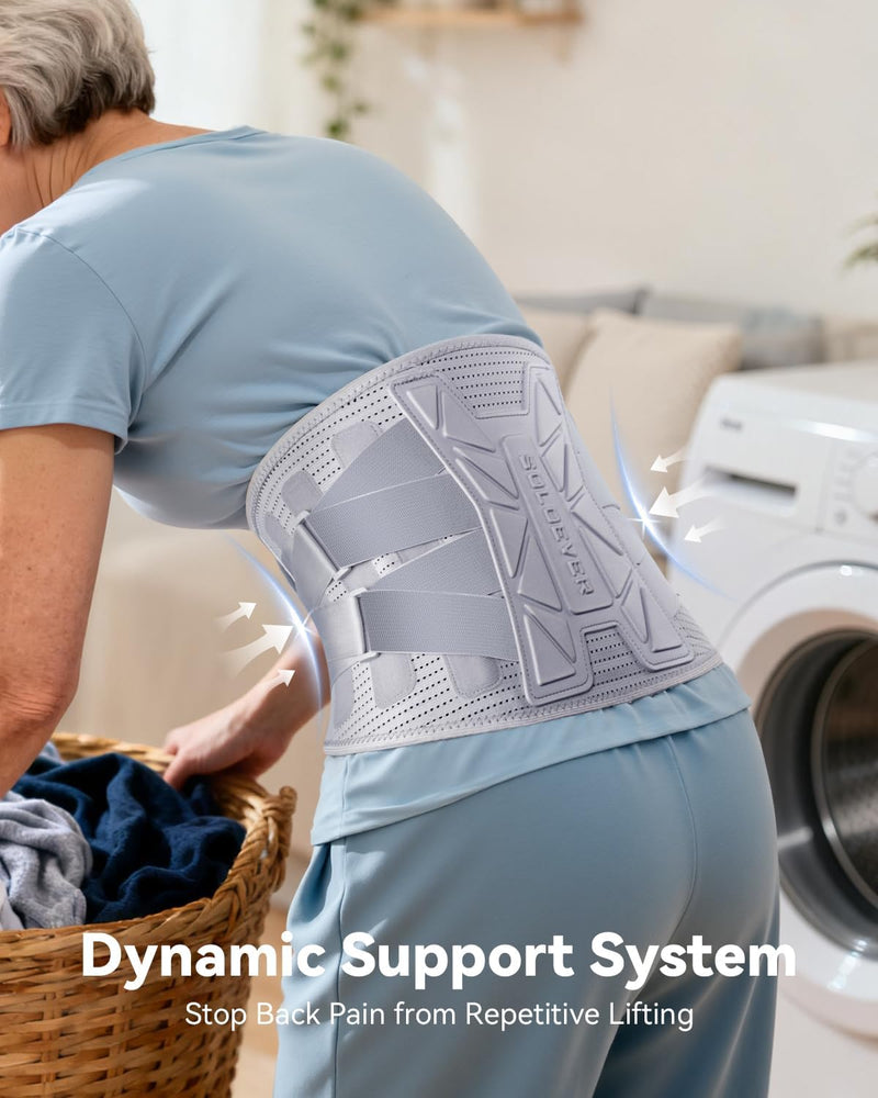 Medical-Grade Back Brace for Women Lower Back Pain Relief [Ultra Breathable & Stronger Support] Back Support Brace with Adjustable Strap System - Back Support Belt for Herniated Disc, Sciatica, Arthritis,Scoliosis Gray Large