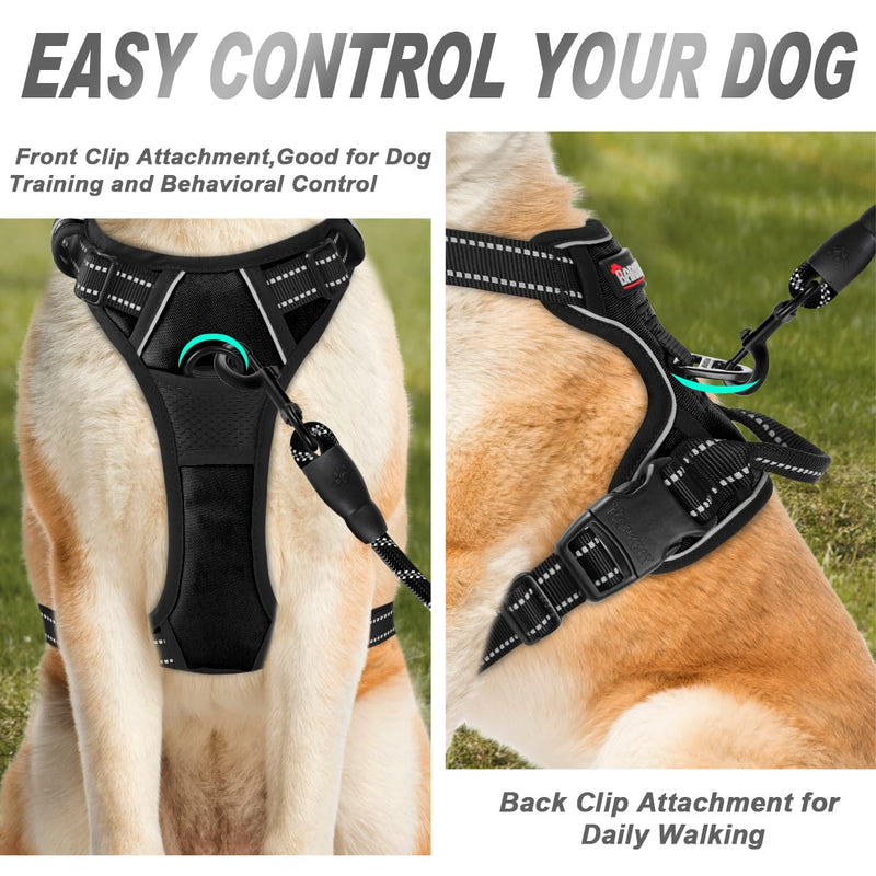 BARKBAY No Pull Dog Harness Front Clip Heavy Duty Reflective Easy Control Handle for Large Dog Walking(Black,L) Large(Chest:27-32") Black - BeesActive Australia