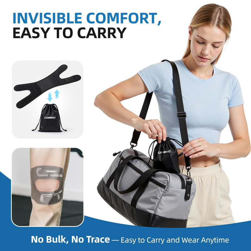 CAMBIVO Patella Tendon Support Knee Brace for Women & Men, Adjustable Knee Strap with Gel Pad & Side Stabilizers, Breathable Lightweight Knee Support for Running, Training & Daily Use (Black, S/M) Black - BeesActive Australia