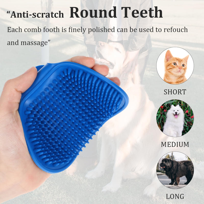2pcs Curry Brush for Dogs,Rubber Curry Brush Dog,Bath Brush Scrubber with Adjustable Ring Handle for Short Long Haired Dogs & Cats,Grooming Soothing Massage Shedding Brush Dog Hair 2 Color blue & green - BeesActive Australia