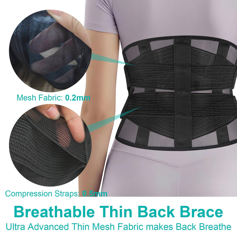 Ultra Thin Lumbar Support Brace for Women & Men – Lightweight Back Pain Relief Belt with Breathable Mesh – Slimline & Invisible Under Clothes – Sciatica & Herniated Disc Support L/XL