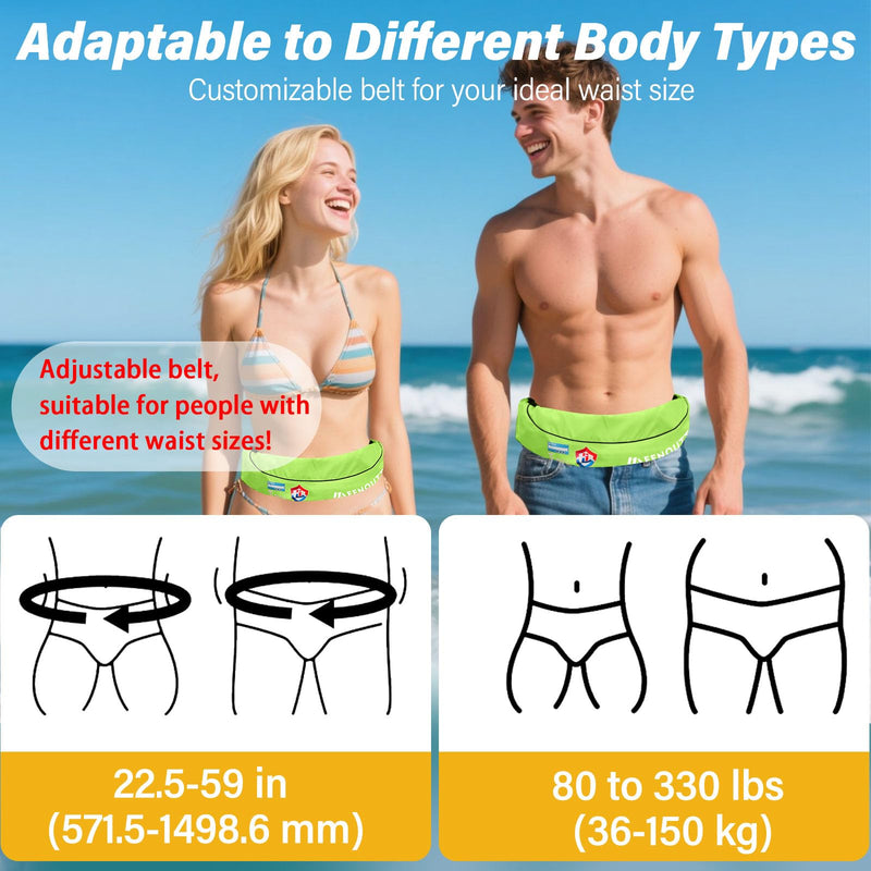 Automatic Inflatable Belt Pack Water Sports Jacket Waist Belt PFD for SUP Paddleboarding Fishing Boating Kayaking（fit 80-330 lbs） (Fluorescent yellow) Fluorescent yellow