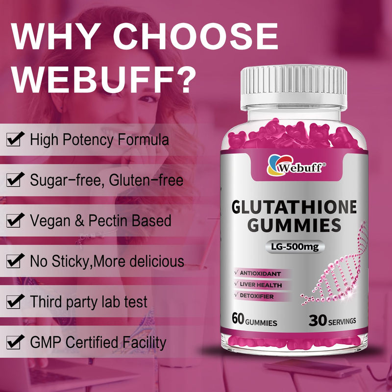 Glutathione Gummies with Collagen 500mg, 60 Count 1 Count (Pack of 60)