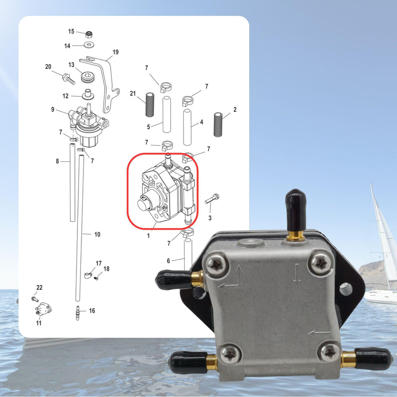 Boat Marine 899106T01 Fuel Pump for Mercury 30 40 50 60 HP Outboard Engines Replace 8M0141827 18-8866