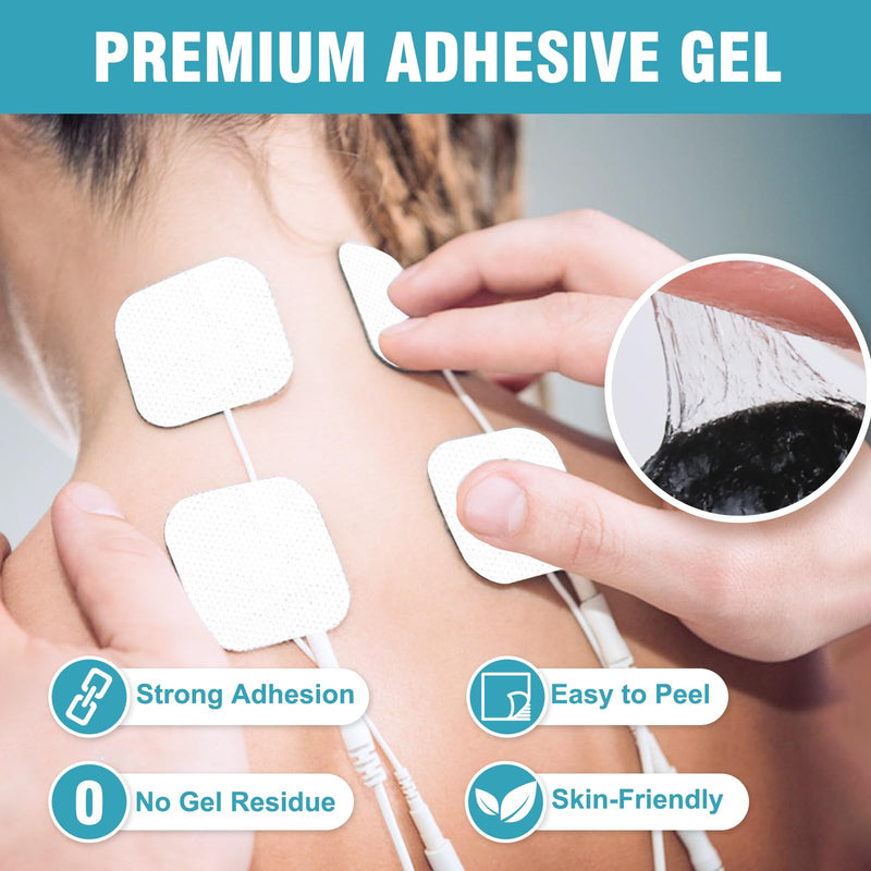 72-Pack TENS Unit Pads (2"x2"), Reusable Self-Adhesive Electrodes Pads with 0.2mm Connector, Latex-Free, Hypoallergenic & Compatible with TENS/EMS 72-Pack - BeesActive Australia