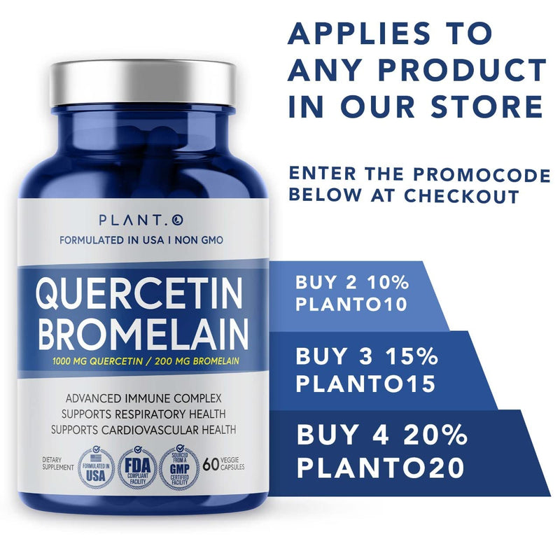 Quercetin with Bromelain Supplement ǀ Quercetin 1000mg Bromelain 200mg per Serving ǀ Support Immune & Respiratory System, Joints, Bruising ǀAll Natural 60 Veg Caps - BeesActive Australia