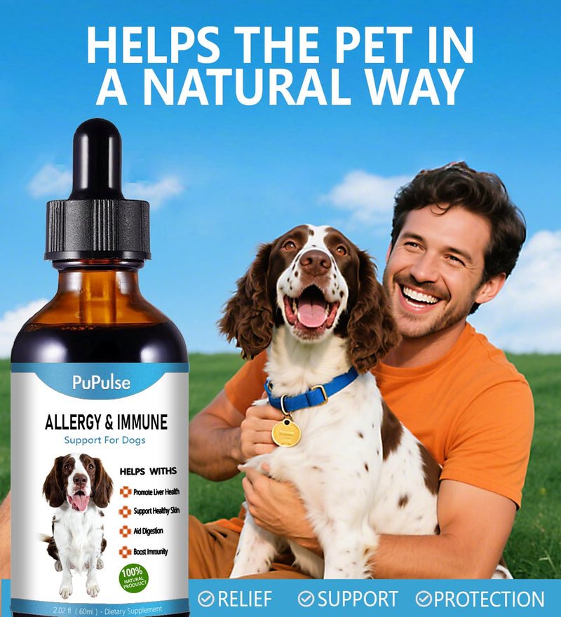Allergy Relief Drops for Dogs, Allergy and Immune, Immune Support Supplement, Dog Supplement, Natural Pet Supplement for Dog Allergy Relief with Turmeric & Milk Thistle - 2 oz