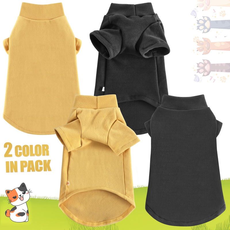 Idepet Sphynx Cats Sweater 2 Pack,Turtleneck Hairless Cat Shirt Soft and Warm Kitten Clothes with Sleeves Pullover Pet Winter Pajamas Jumpsuit for Cat Puppy (Black&Yellow, Large) Black&Yellow - BeesActive Australia