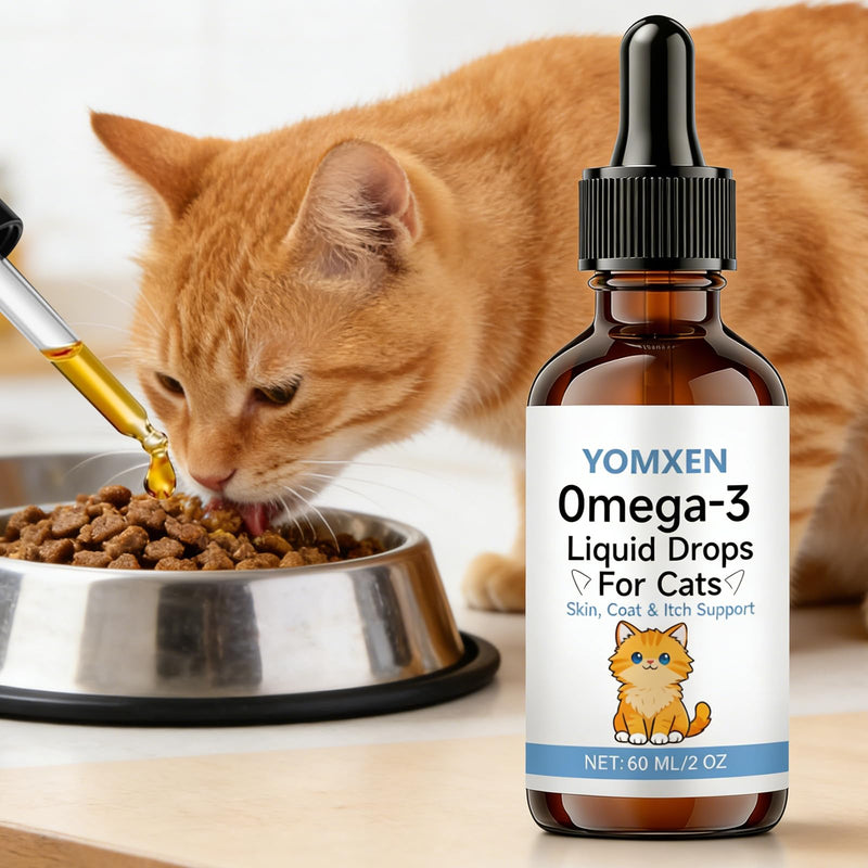 Omega-3 Liquid Drops for Cats - Supports Healthy Skin & Coat, Natural Fish Oil Supplement for Feline Wellness 60ml (1)