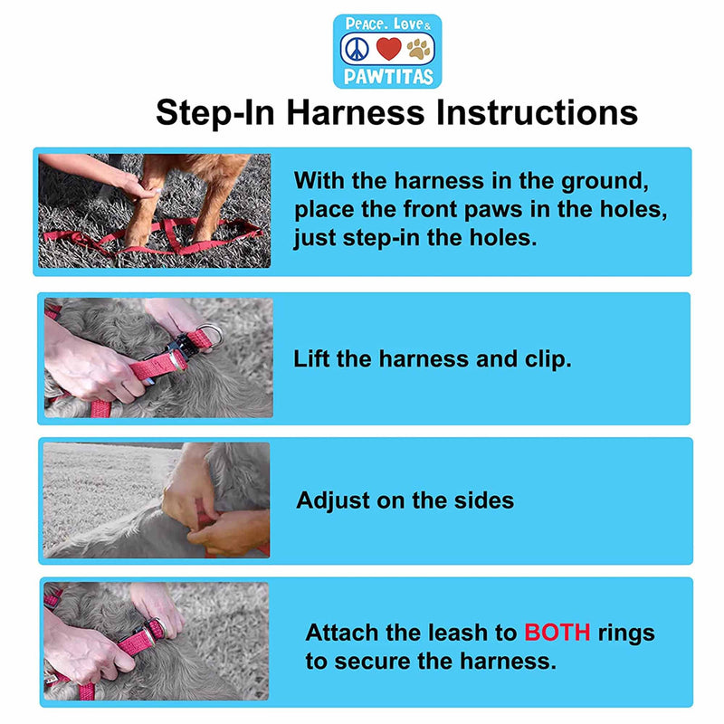 Pawtitas Solid Color Step in Dog Harness or Vest Harness Dog Training Walking of Your Puppy Harness Small Dog Harness Pink Cherry Blossom Dog Harness Small (Pack of 1) Light Pink ✅ Solid - BeesActive Australia