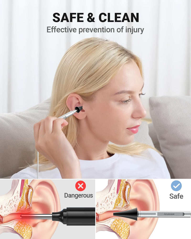 Digital Otoscope Compatible with iPhone and Android Devices, HD Ear Camera with Ear Wax Removal Tools, Video Ear Scope Otoscope with Light, Capture Photos and Videos (Silver) Silver - BeesActive Australia