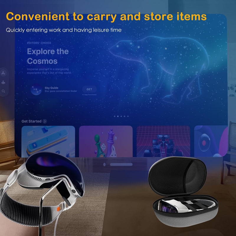 Apple Vision Pro Pr Pouch Designed for Apple Vision Pro Case Hard Case for Apple Vision Pro,Perfect for Storing Vision Pro and Battery at Home Or While Traveling, Apple VR Waterproof Hard Case（Black） Black - BeesActive Australia