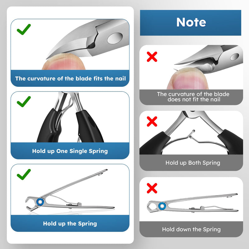 Nail Clippers for Seniors, Heavy Duty Ingrown Toenail Clippers with Long Handle， Wide Jaw Fingernail Clippers and Slanted Nail Cutter for Thick Nail for Men Women Pregnant Elderly 5Pcs Wide Jaw 5pcs
