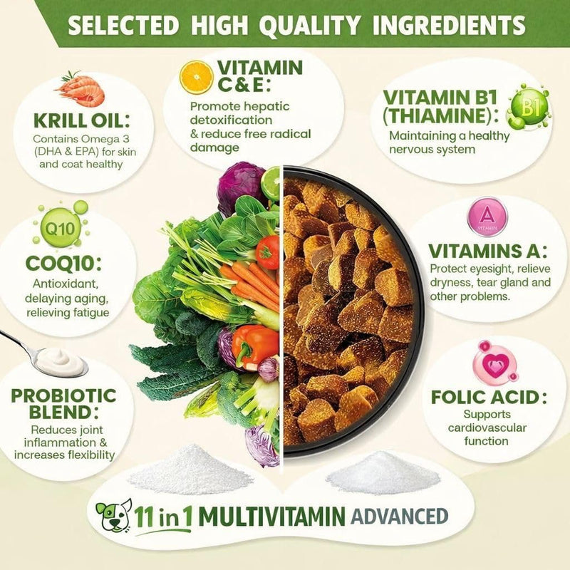 Dog Multivitamin, Chewable Dog Vitamins and Supplements for Hip & Joints, Skin & Coat, Omega 3 Fish Oil for Dogs- Senior & Puppy Multivitamin - Salmon- 120 Soft Chews