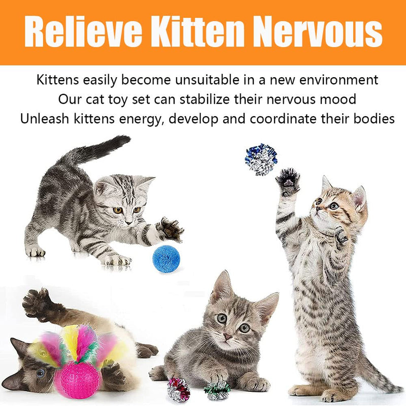 21 Pcs Cat Toys for Indoor Cats Collapsible Cat Tunnel Interactive Feather Teaser Wand Ball Toy for Kitten Cats Black - BeesActive Australia