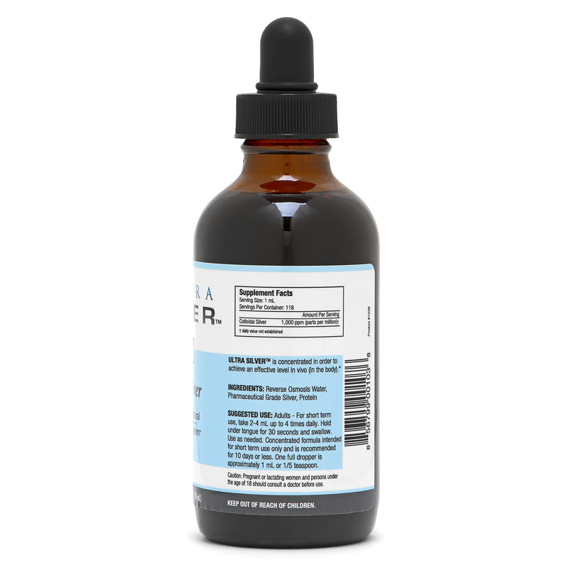 Ultra Silver¬Æ Colloidal Silver | 1,000 PPM, 4 Oz (118mL) | Mineral Supplement | True Colloidal Silver - with Dropper Unflavored 4 Fl Oz (Pack of 1)