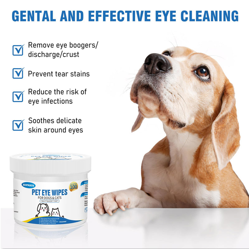 Dog Eye Wipes, Tear Stain Wipes for Dogs, Big & Thick Cat Eye Wipes for Dogs, Mild Ingredient,Texturized & Presoaked Pet Eye Cleaner Pad for Discharge Crust Booger,100 Ct,Unscented Unscented 01-Eye Wipes 3" 100pcs - BeesActive Australia