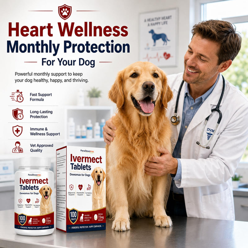 lvermect for Dogs Broad Spectrum Dewomax for Canine Heart Wellness and Gut Health Detox, Promotes Immune & Digestive (100 Count)