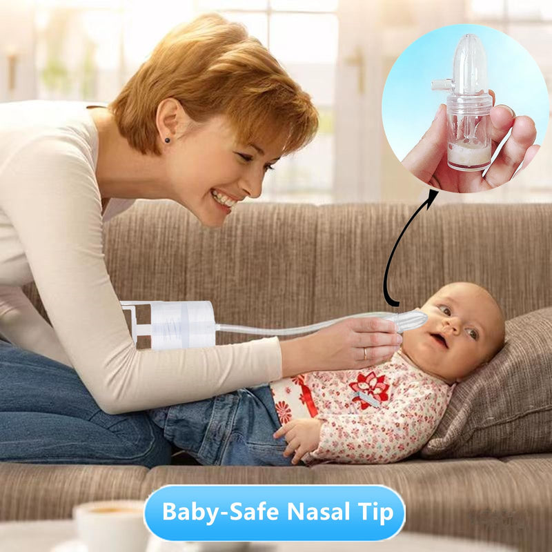Nasal Aspirator for Baby, Baby Nose Sucker, Booger Sucker with Hand Pump and Non-Invasive Tip to Clear Clogged Passages and Boogers (Translucent White, Standard) Translucent - BeesActive Australia
