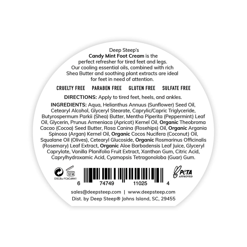 Deep Steep Candy Mint Foot Cream, 6oz 6 Ounce (Pack of 1) - BeesActive Australia
