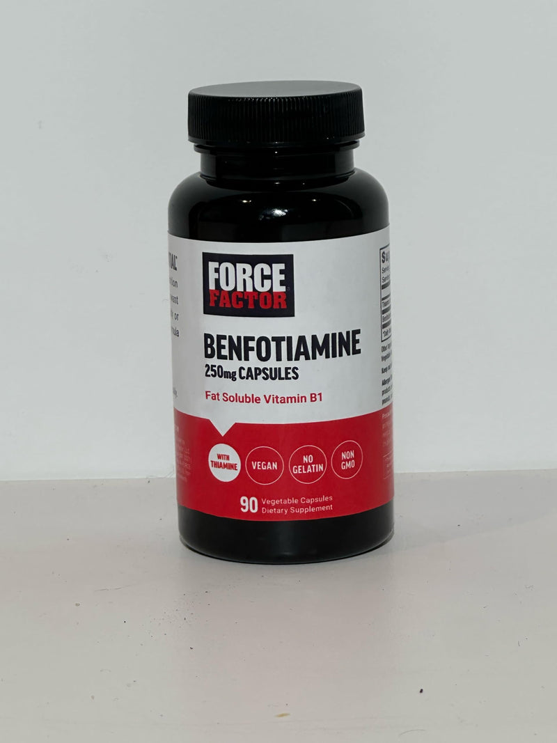 Force Factor Benfotiamine Plus Thiamine Supplement | Fat Soluble Vitamin B1 for High Absorption, Non-GMO, Vegan, 90 Vegetable Capsules