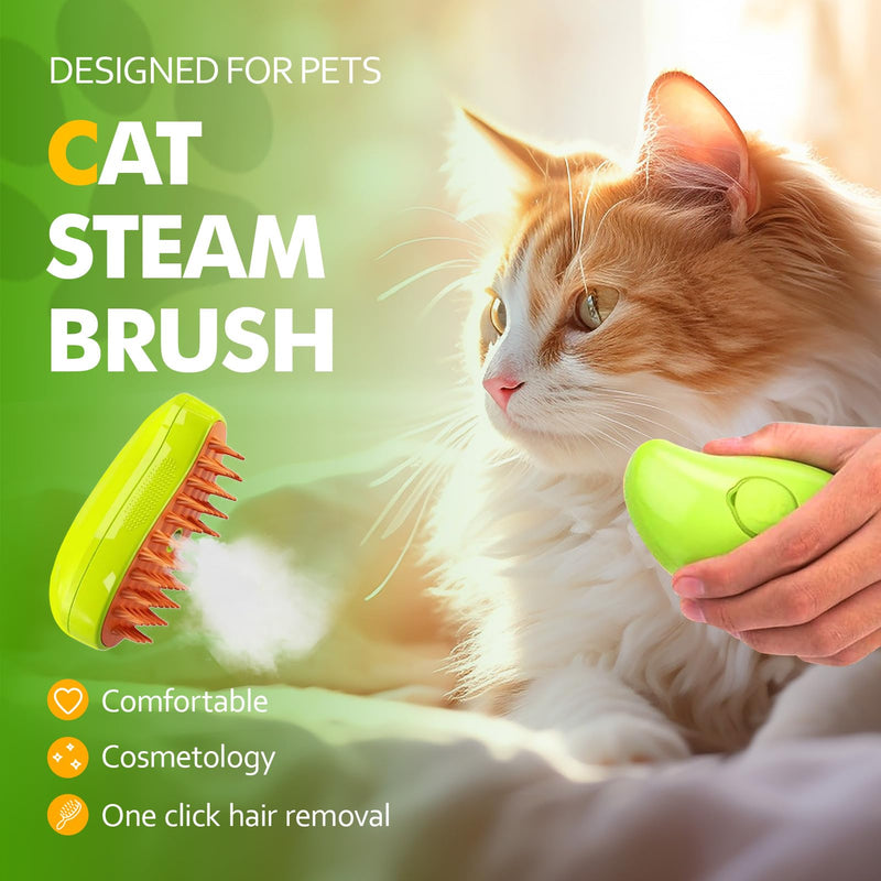 Cat brush with steam, 3-in-1 steam brush cat green steamy brush cat steam brush for cats with spray cat brush with water cat steam brush care brush for cats and dogs for hair removal - BeesActive Australia