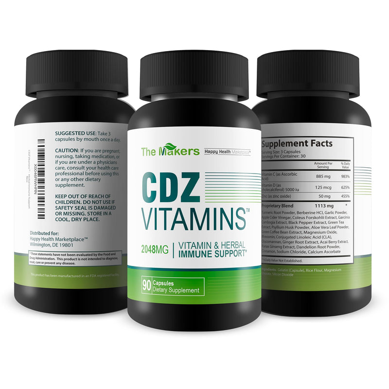 The Makers CDZ Vitamins - Our Best Health Supplement - Vitamin C D Zinc & Herbs - Full Body Health Supplements - Cdz Supplement Vitamin C D and Zinc - Overall Health Support - Full Body Supplements