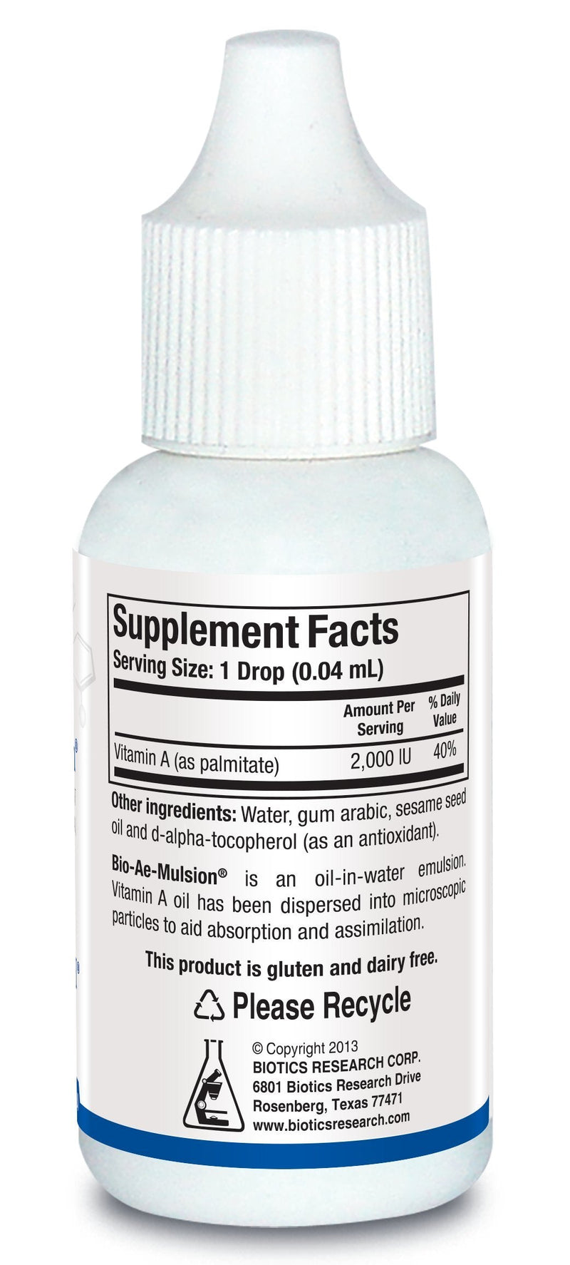 Biotics Research Bio Ae Mulsion IU Emulsified Vitamin A for Greater Uptake & Utilization, Concentrated Form, Promotes Immune Response, Aids in Visual Acuity, Supports Cardiovascular 1 Fluid Ounces - BeesActive Australia