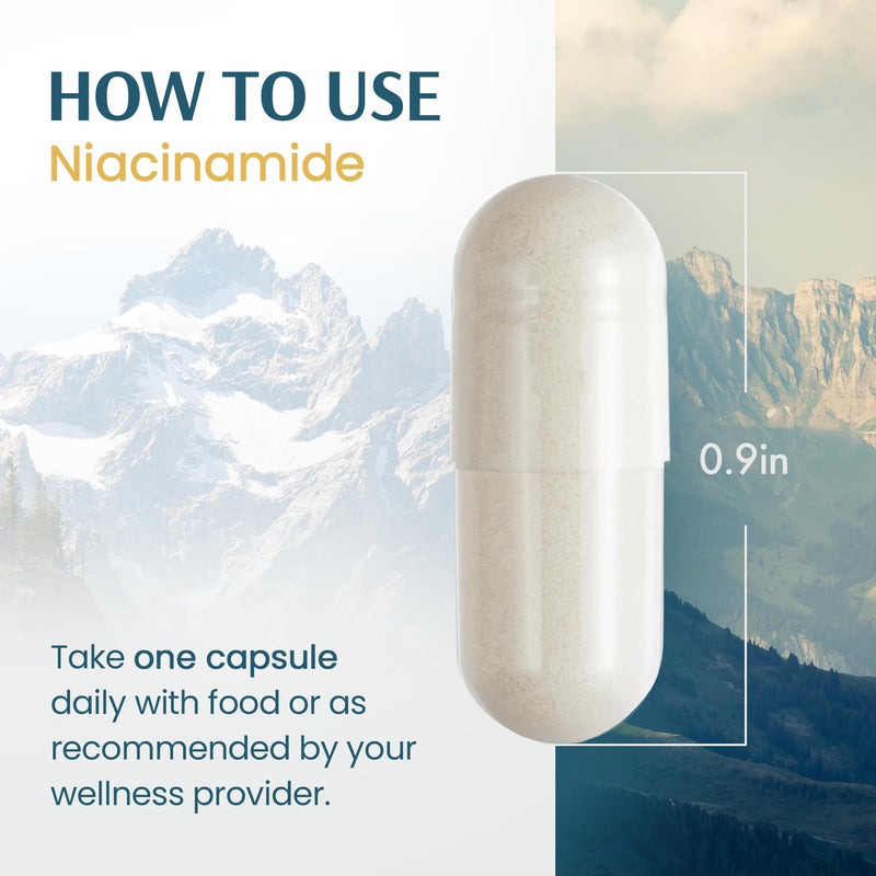 Vykee Nutrition Niacinamide Capsules - Vitamin B3 Supplement 500 mg | For Skin Wellness Cellular Energy and Metabolic Support - Vegan, Non-GMO Gluten Free, 120 Count