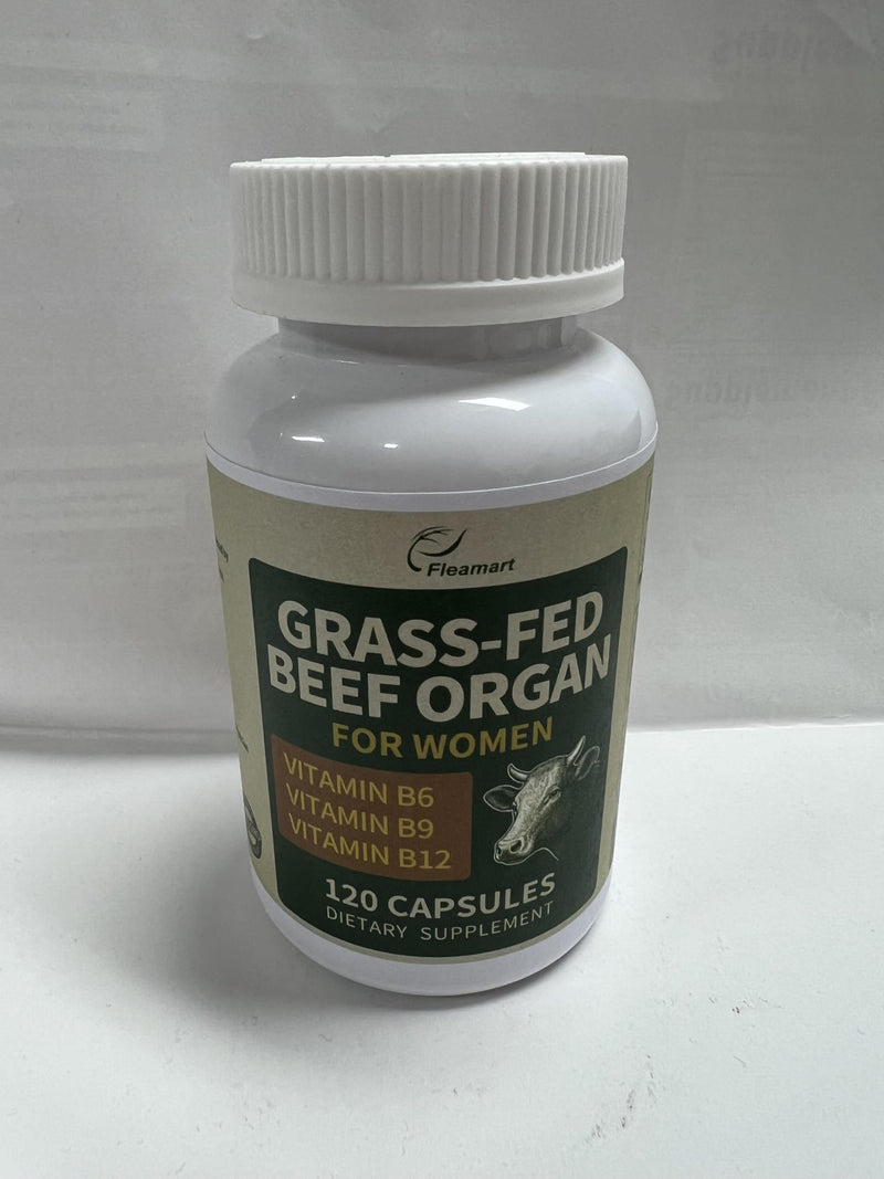 (2 Packs) Beef Organ Supplement for Women with Vitamin B Complex | Female Beef Organ Supplement Complex Capsules Made in USA, 100% Grass Fed, Gluten Free, Non-GMO