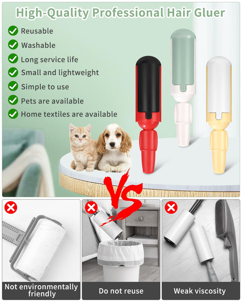 Pack of 3 Pet Hair Remover for Clothes, Pet Hair Stickers, Lint Roller Pet Hair Reusable Pet Hair Remover Brush for Cat Hair Dog Hair, Lint Roller for Clothes Carpet & Sofa - BeesActive Australia