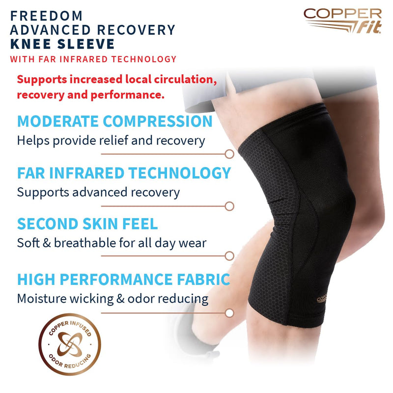 Copper Fit PRO Recovery Knee Compression Sleeve - Breathable, Second Skin Feel - Arthritis, Joint Pain, Circulation - For Men and Women (Medium) Medium - BeesActive Australia