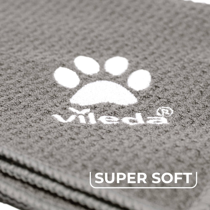 Vileda Pet Pro Microfiber Towel XL for Cleaning and Drying Pets 65 x 100 cm Waffle Texture Towel Soft Microfiber Material for Large Dogs Gray - BeesActive Australia